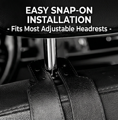 🥇4 Counts Car Seat Headrest Hook, Improved Car Seat Back Double Hooks for Kids' Toys Hats Masks Sunglasses, Soft Gentle Faux Leather