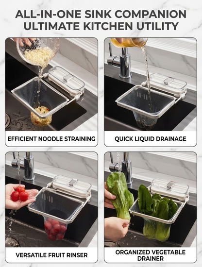 Foldable Kitchen Sink Mesh Filter Rack – Suction Cup Drainage Basket for Food Residue – Space-Saving Sink Waste Strainer Holder for Leftovers & Peels