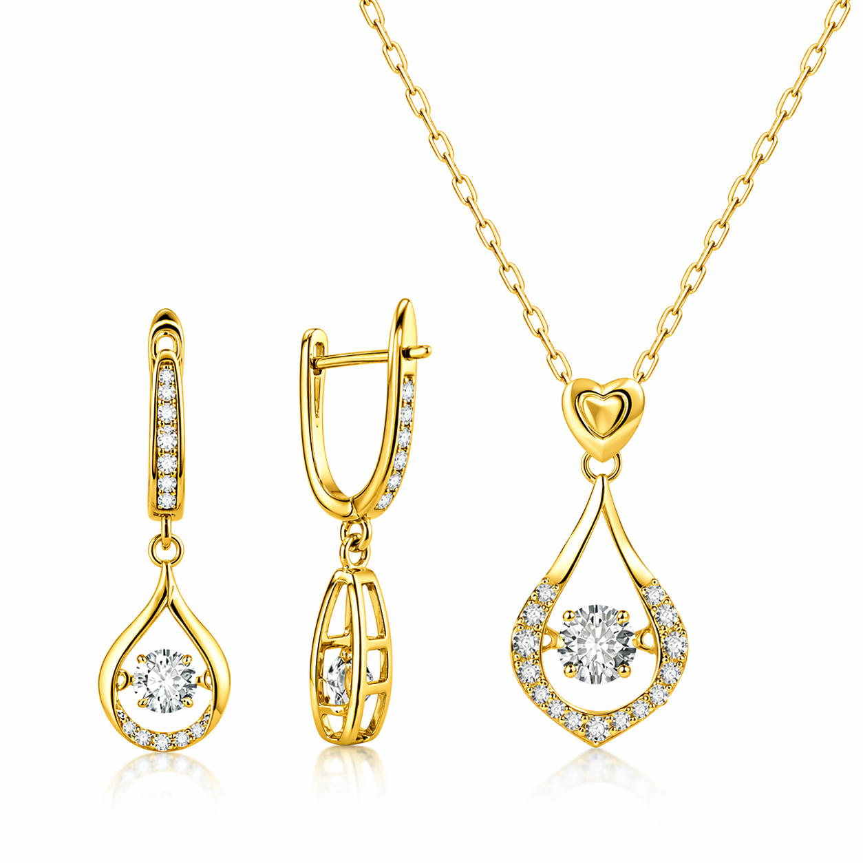 Set (Golden Earrings + Golden Necklace)