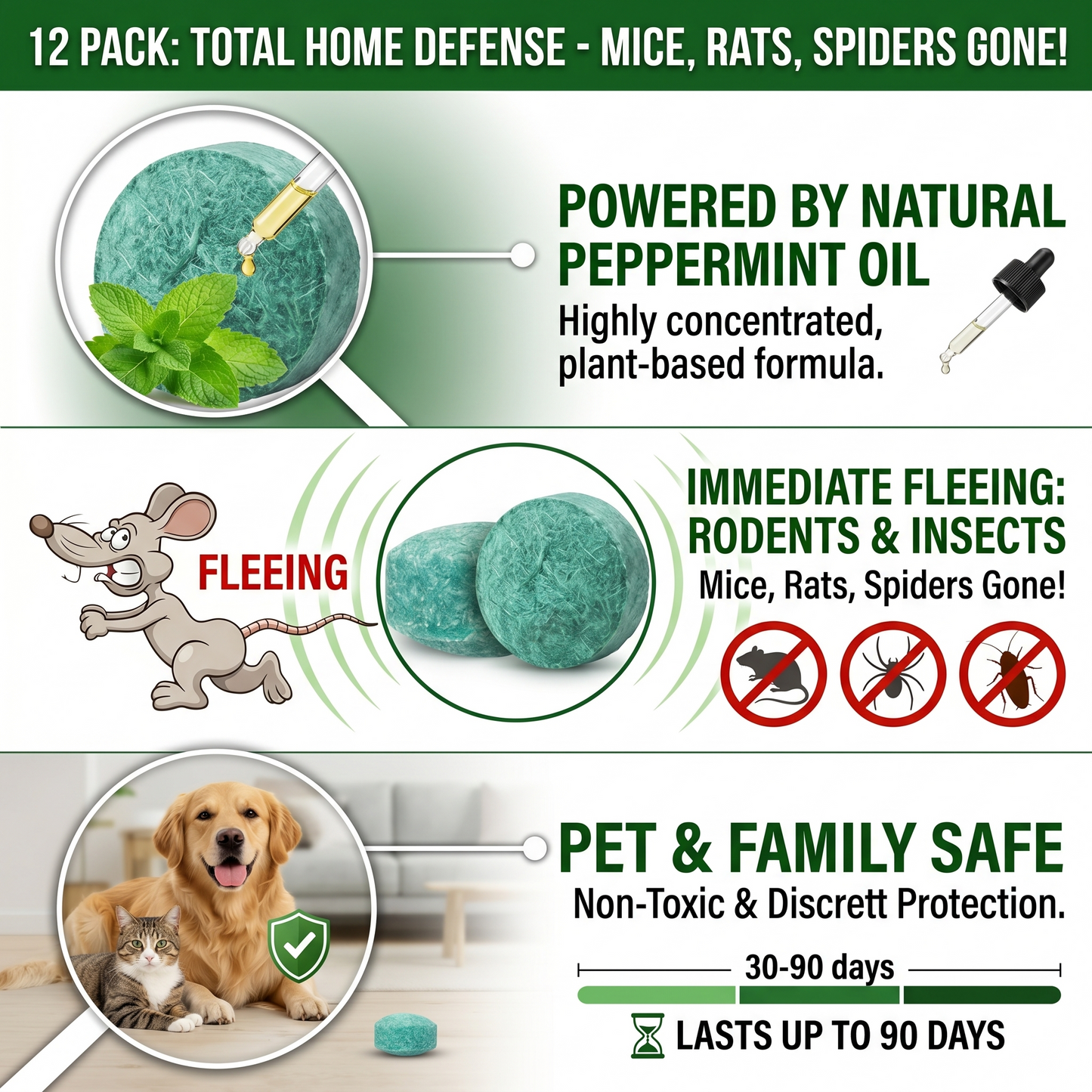 Peppermint Pest Repellent Balls - Mice Rats Spiders Gone!--Safe For Pets