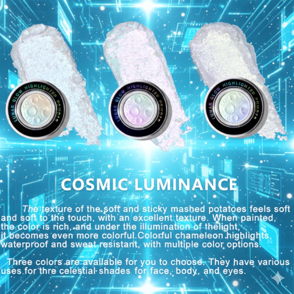 Glow Shimmer Highlighter Powder – Face & Body Illuminating Makeup for Nose Shadow Contour & 3D Highlight